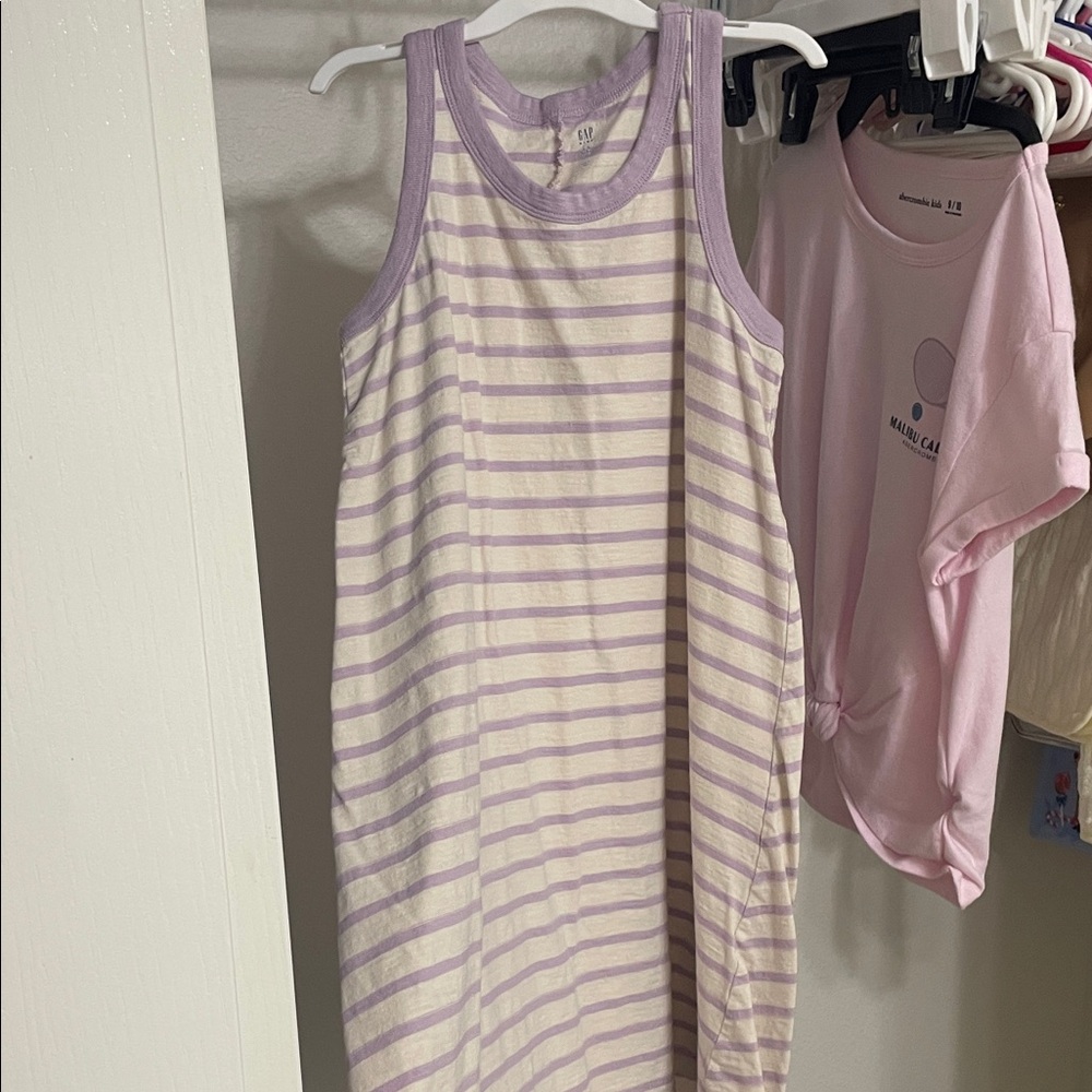 GAP Lavender and Cream Striped Tank Dress